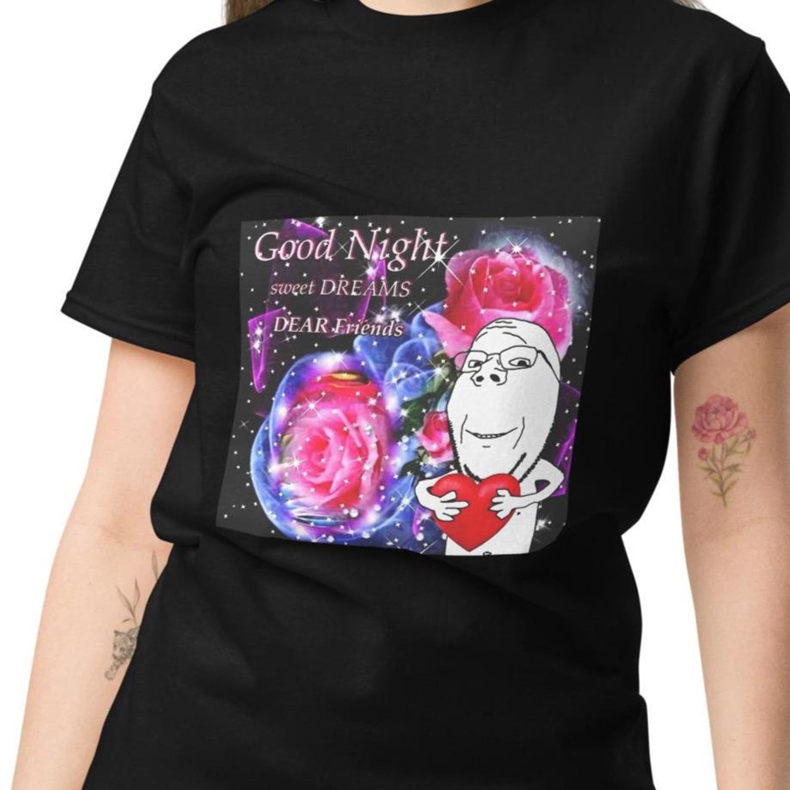Good Night, Sweet Dreams T-shirt, Cute Chud Meme Shirt, Soyjak Brainrot Graphic Tee, Niche Shirts, Wojak Party, Y2K Aesthetic 4XL