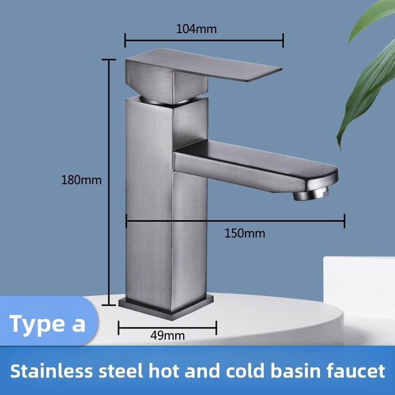 Gray Stainless Steel Faucet Washbasin Household Hot and Cold Water Bathroom Countertop Basin