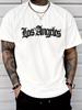 Unisex Los Angeles Gothic Letter Print T Shirt Vintage Crew Neck Short Sleeve Casual Tees Hip Hop Streetwear Tops