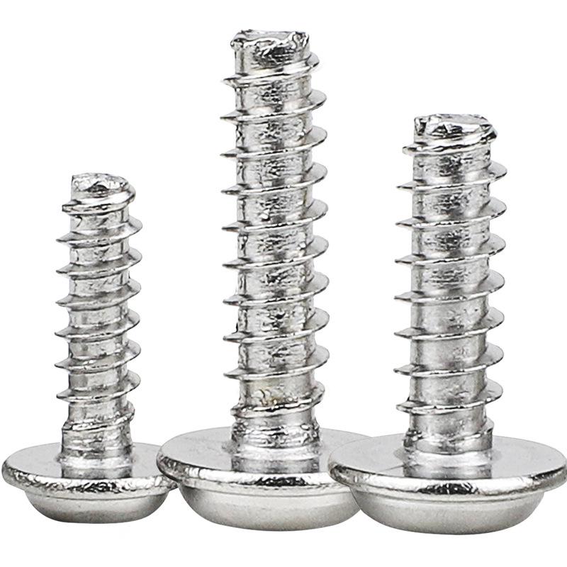201 Stainless Steel Inner Plum Blossom Round Head Self-Tapping Screw with Washer Flat Tail, Medium Sizes M2.6/M3/M4/M5