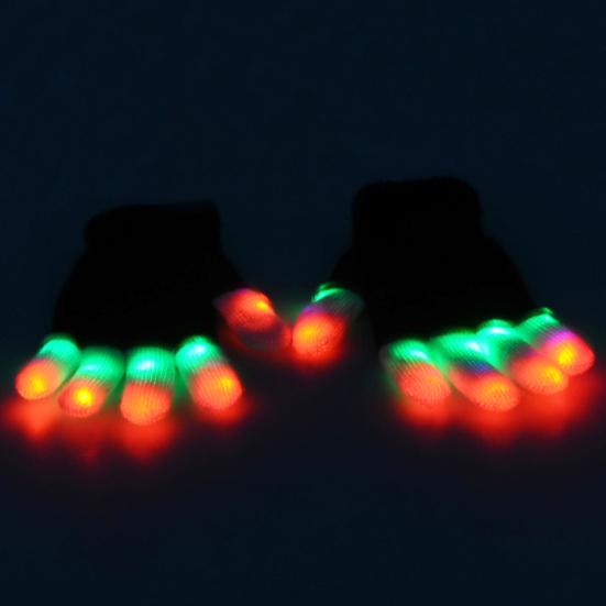 1 Paar Leuchtende Handschuhe LED Leuchtende Fingerhandschuhe mit 7 Farb-Dynamik-Lichtmodus Atmungsaktive Blinkende Rave Party Handschuhe für Erwachsene Jugendliche