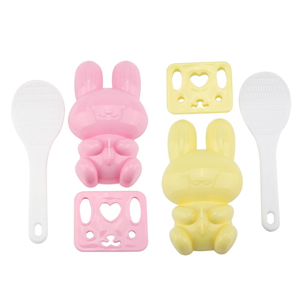 3 Stück PP Cartoon Hase Sushi Reisform Onigiri Maker Werkzeug für DIY Reisbällchen Sushi & Kinder Bento Einfache Entformung Sauberes Küchengerät