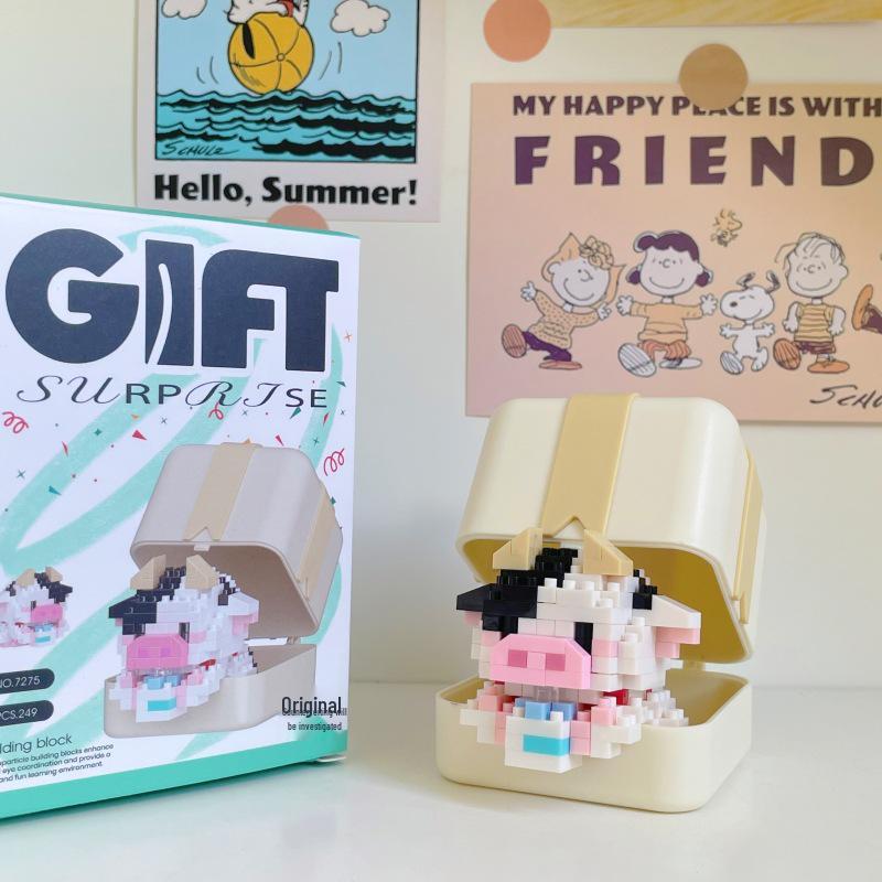 LEGO Compatible Red Panda & Rabbit Plush Ornament Building Set - Cute Pet Gift & Educational Toy for Kids