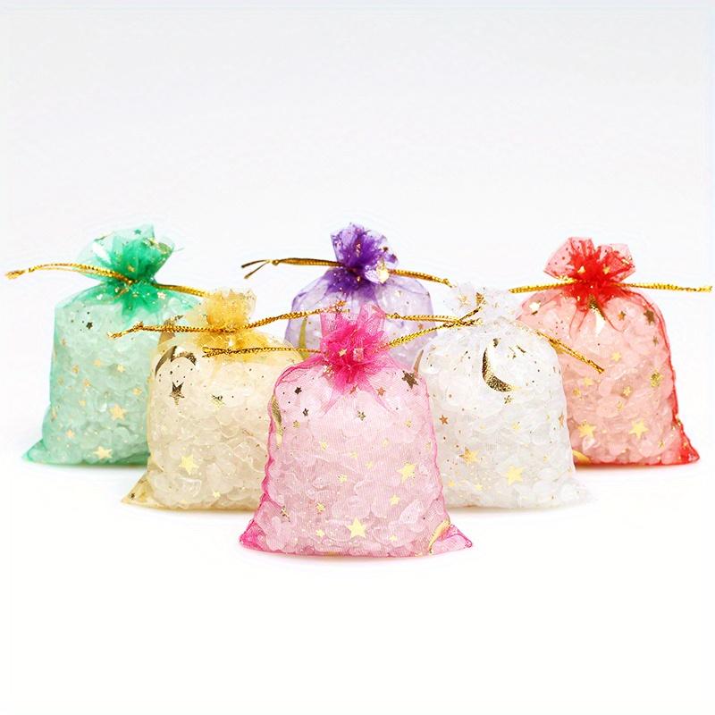 100Pcs Stars & Moon Design Organza Sheer Gauze Element Jewelry Bags Tulle Fabric Wedding Gift Bags Sachet OrganzaGift Bag