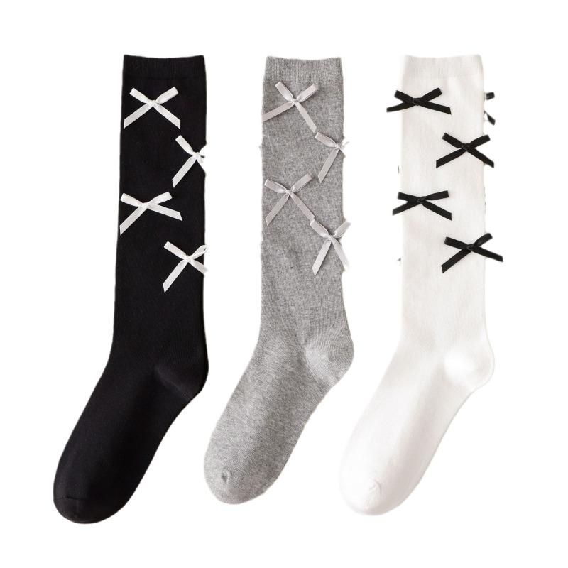 Micro-pressure Calf Socks, Bow Long Stockings, Cotton Boneless Socks, Women's Knee-high Socks