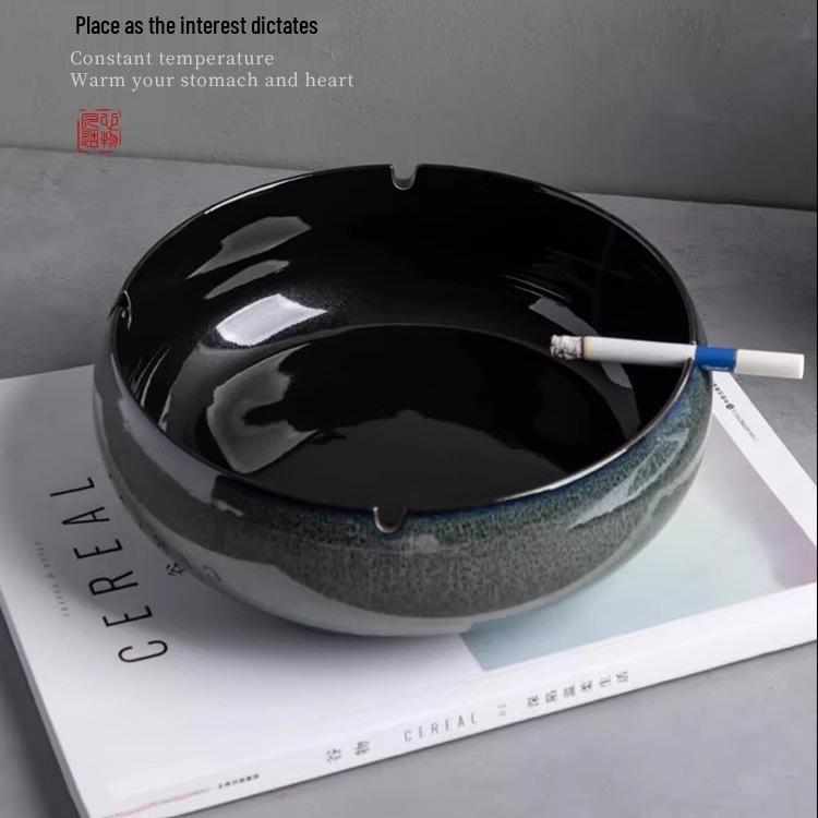 Retro Ceramic Ashtray - Large, Creative Design for Home or Office Anti-Fly Ashtray