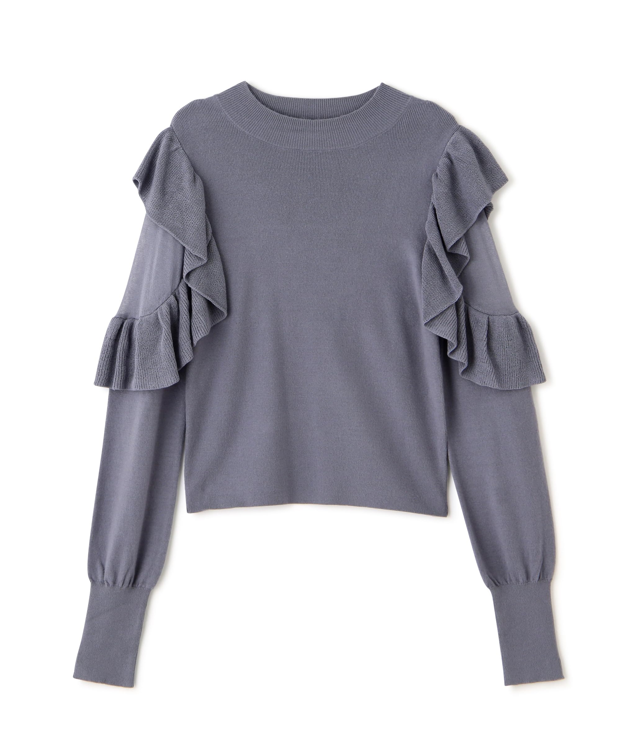 

Natural Beauty Basic Ruffle Shoulder Knit Blue Women s Sweater, синий
