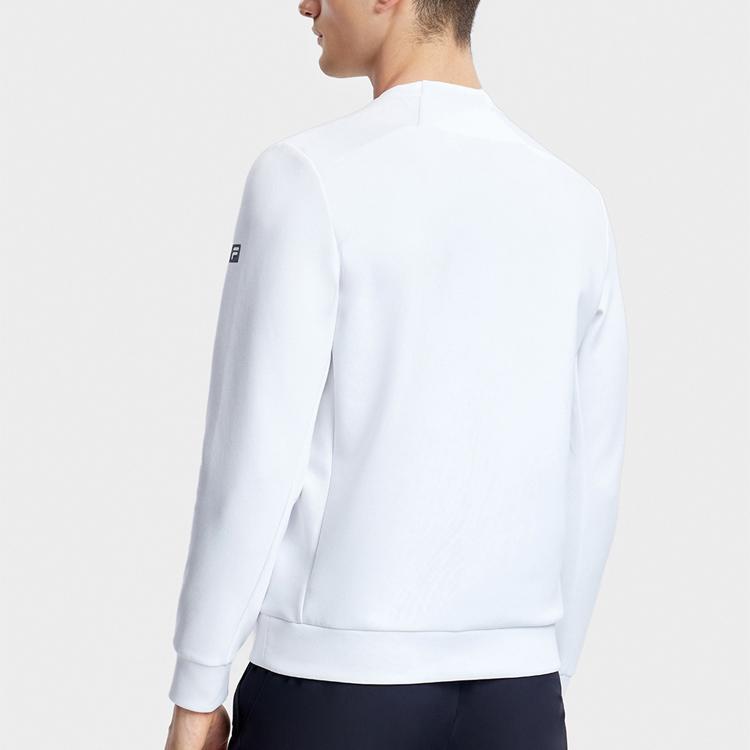 Fila Fitness Series Letter Round Neck Pullover Sweatshirt Men Sweatshirt White A11M331204F-WT