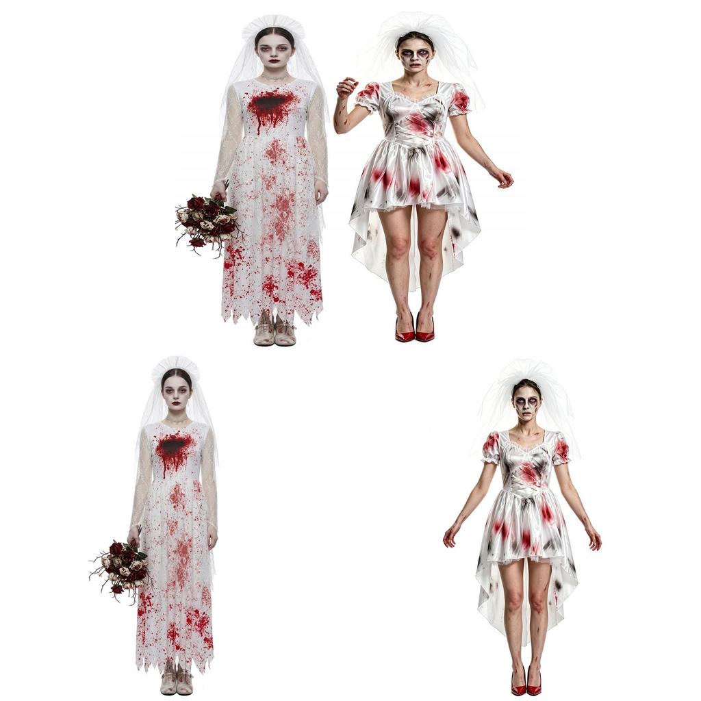 Halloween Ghost Bride Costume Dress Polyester Spandex For Cosplay Party Stage Performance