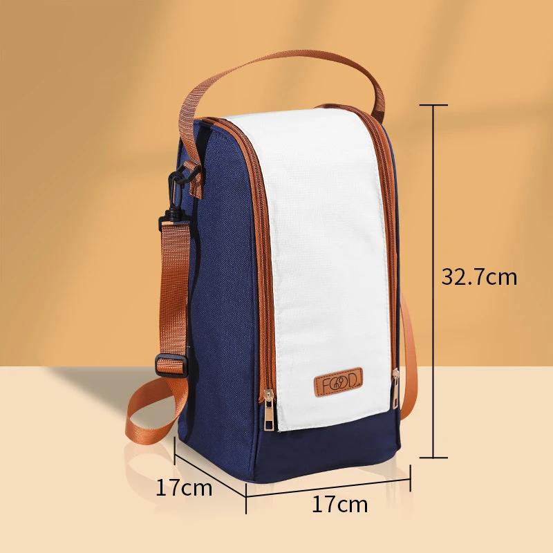 New Round Thermal Lunch Box Bag Waterproof Insulated Food Tote Kids Keep Fresh Cooler Shoulder Bags Portable Bento Storage Pouch