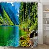 Modern 3D Printing Green Plant Tree Scenery Shower Curtains Forest Bamboo Landscape Bath Curtain Set For Bathroom Decor Cloth