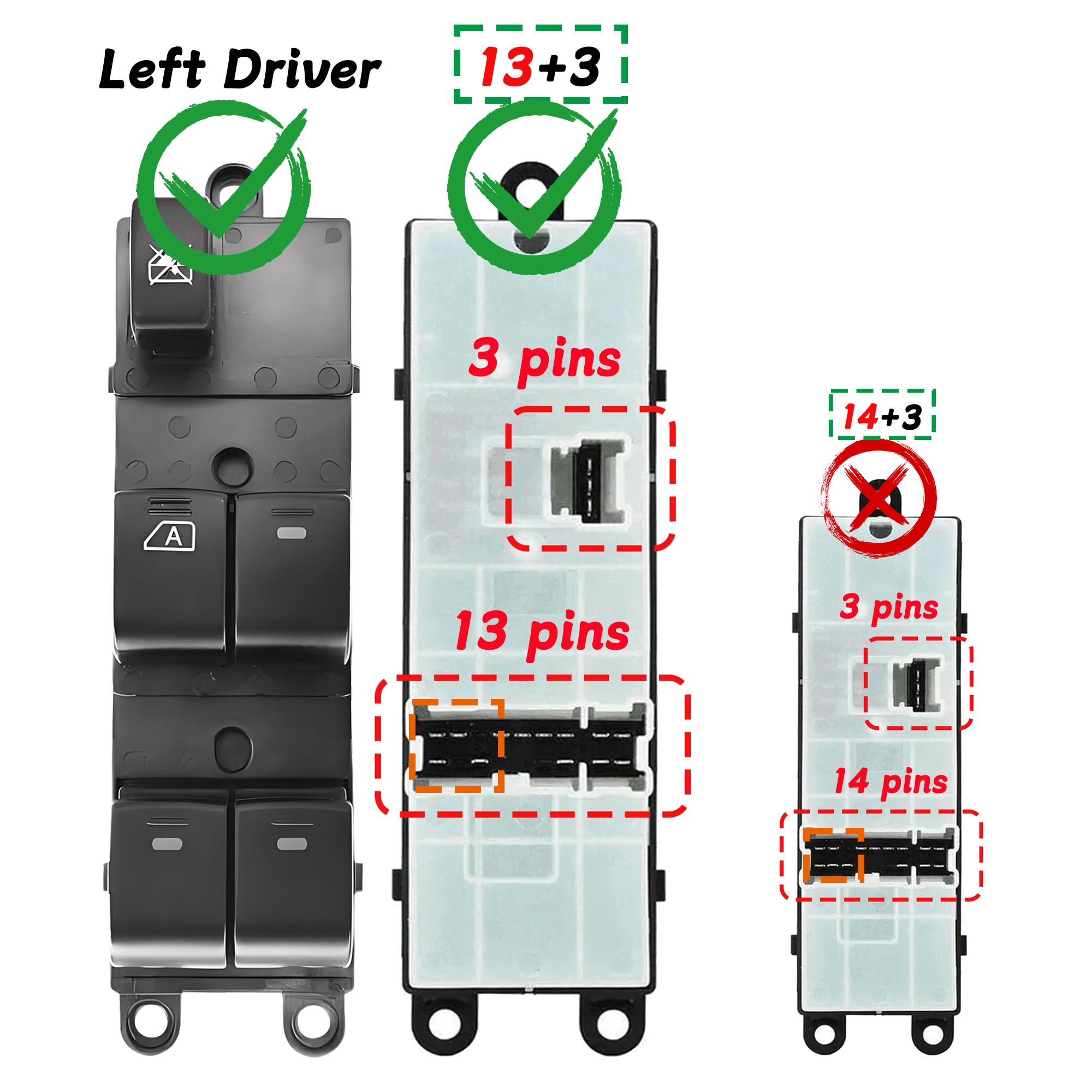 25401-BH12C Power Window Regulator Control Switch for Nissan Qashqai,Note J10 NJ10 JJ10E 2006-2013 25401-4EA1A 25401-9U12B Left-drive 16p