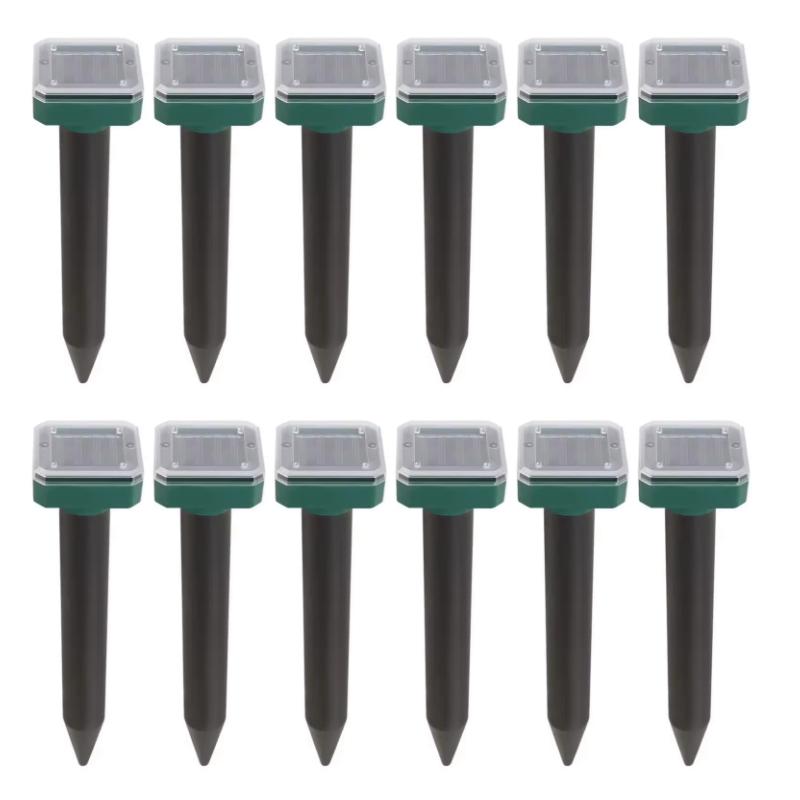 Solar Powered Pest Repeller 8 Pack Ultrasonic Mole Repellent Gopher Vole Snake Rodent Chaser Deterrent for Outdoor Lawn Garden Yards Pest Control