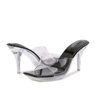 Fashion Liyke Summer Fashion Transparent Platform Slippers PVC Sandals Female Open Toe Perspex High Heels Clear Shoes Women Mules Slides