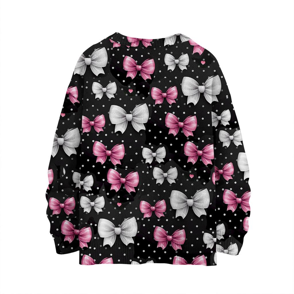 Women's Casual Long Sleeve Bow Woolen Sweatshirt Fall  Vacation Long Sleeve Pullover