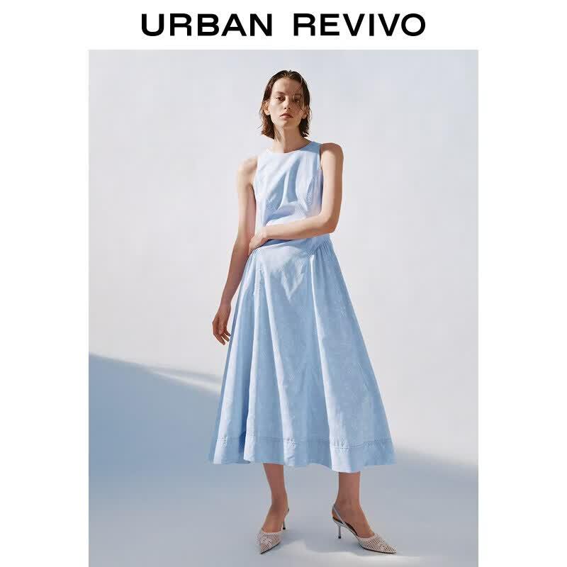 UR Striped Floral Midi Dress L