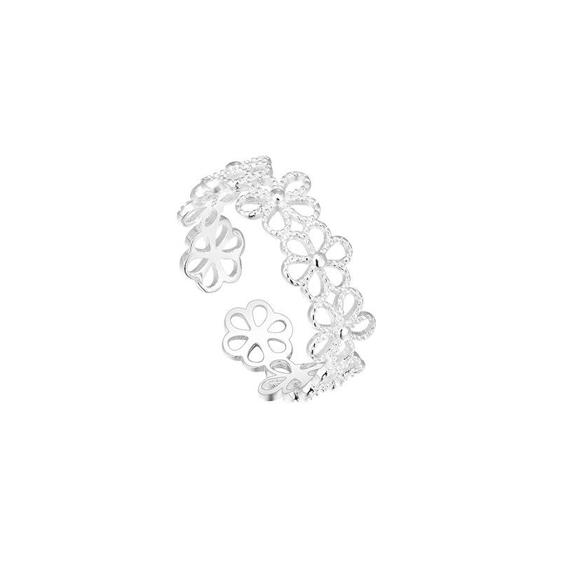 Floral Simple Ring for Women, Open Style Finger Ring, Light Luxury and Niche Design, Index Finger Ring with Tail.