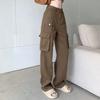 Gerade Cargo Jeans Frauen Herbst Casual Vintage Hohe Taille Denim Hosen Koreanische Design Baggy Hosen Breite Bein Hosen Y2k stil