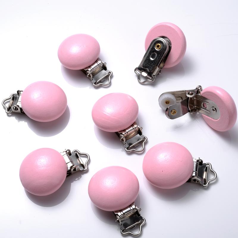10Pcs 30mm Baby Wooden Pacifier Clips Round Wood Clip for Baby Pacifier Log Nipple Chain Holder Accessories BPA Free