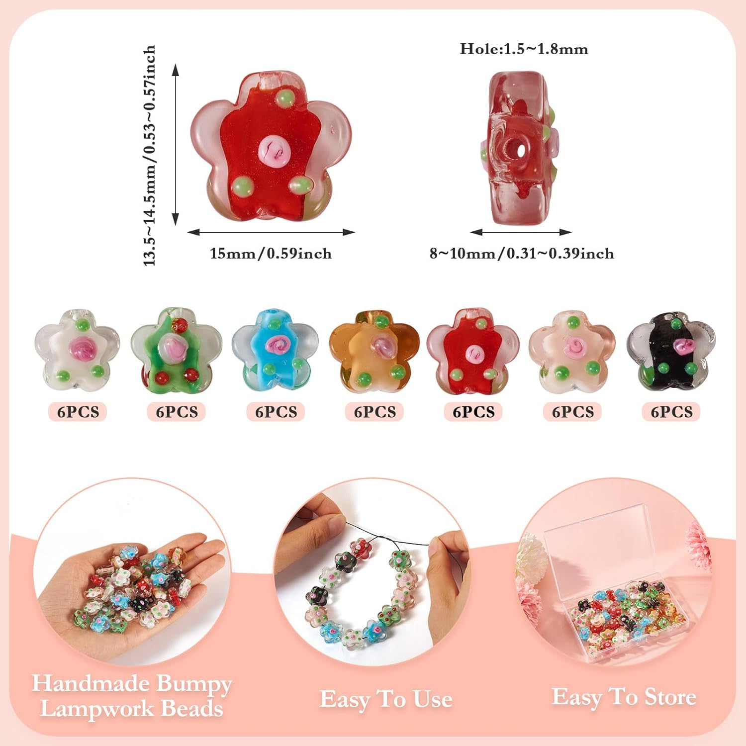 

42 шт. Сделанные вручную неровные бусины лэмпворк, стеклянные бусины-разделители в форме цветка сливы 3-5 мм, плоские бусины в форме цветка для браслета дружбы, серег, ожерелья Blue Series