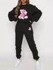 Versatile Cartoon Bear 3D Printing Two-Piece Set Long-Sleeved Sweater Trousers Casual Loose Sweater Set