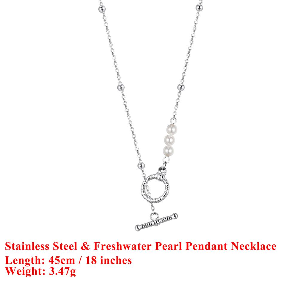 EFFIE QUEEN Stainless Steel 18k Gold Round Circle Pendant Necklace Simple Jewelry for Women Wedding Party Banquet Gift STKN11