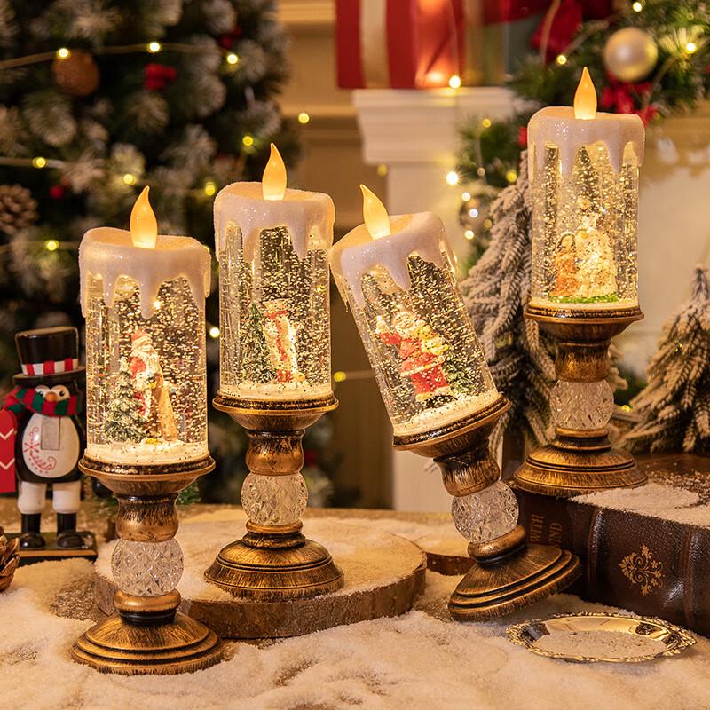 Christmas Snowman Floating Snow Candle Lamp with Music (Set of 2)