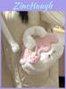 Cute Plush Small Shoulder Bag For Daily Use With Zipper Closure And Card Slots