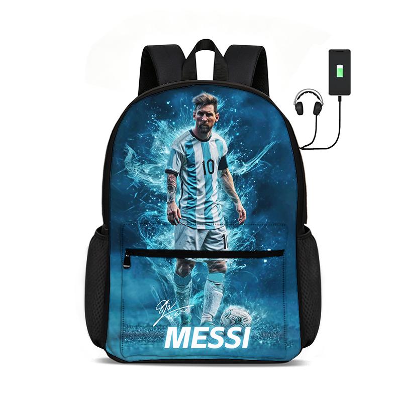 Voetbalster Rugzak M-Messi Rugzak Leren, Reizen Schooltassen Grote Capaciteit Tassen Voetbal Sport Student Rugzak