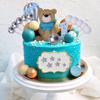 49Pcs 3D Twin Blue Bears Balls Clouds Glitter Stars Cake Decoration for Boy Birthday Baby Shower Teddy Bear Theme Party Supplies