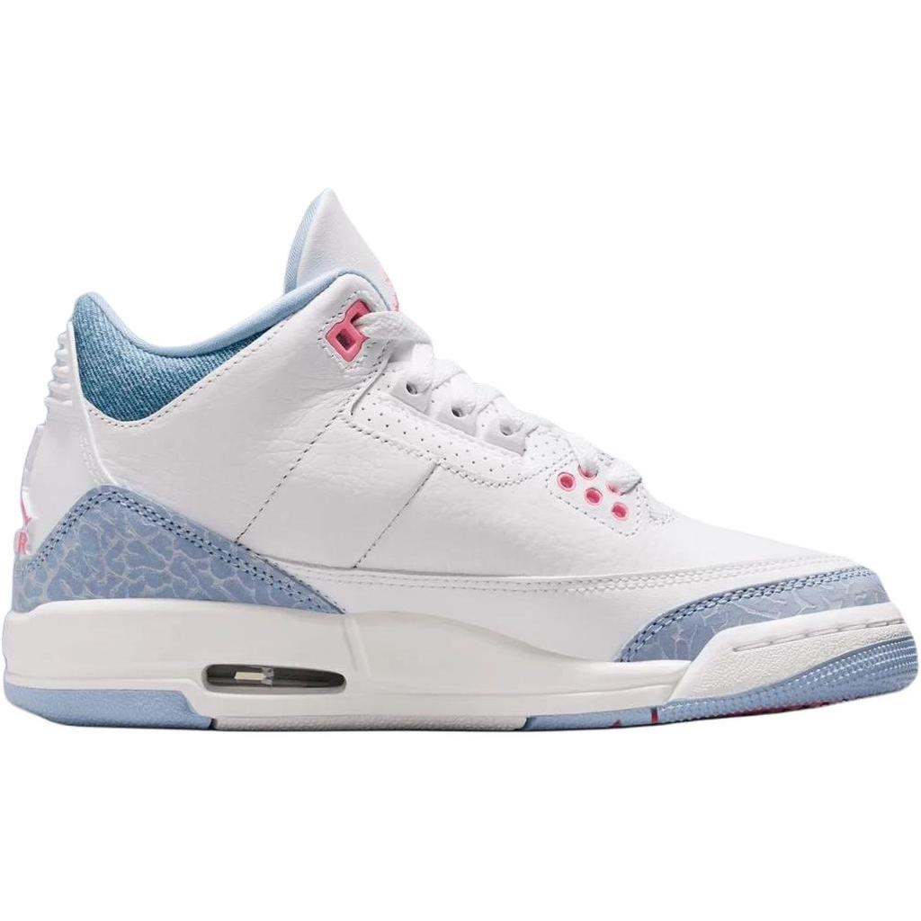 Jordan Air Jordan 3 Mid-Top Kinder-Basketballschuhe Weiß Blau Jugendliche HQ0784-101
