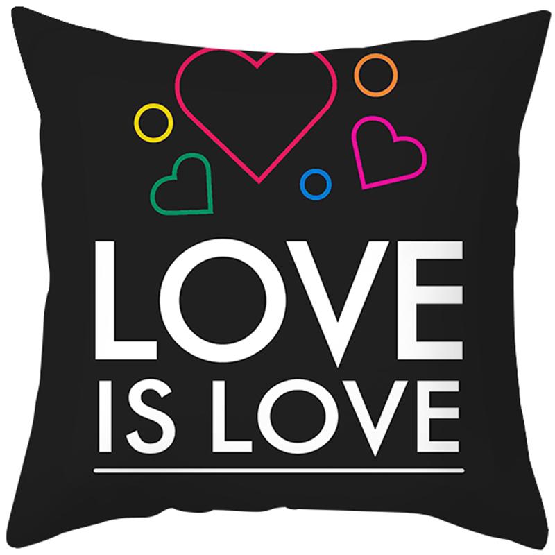 Rainbow Heart Pattern Nordic Sofa Cushion Cover Peach Skin Pillowcase Home Decor Pillowcase