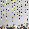 46 Ft Navy Blue and Gold Circle Dots Garland Royal Blue Hanging Paper Polka Dot Streamer for Birthday Wedding Bridal Baby Shower Graduations Nautical
