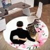 1pc wedding couple Round Chair mat office Area Rug - Non-Slip, Floor Mat for Office, Bedroom, Ideal home decor gift c0112016