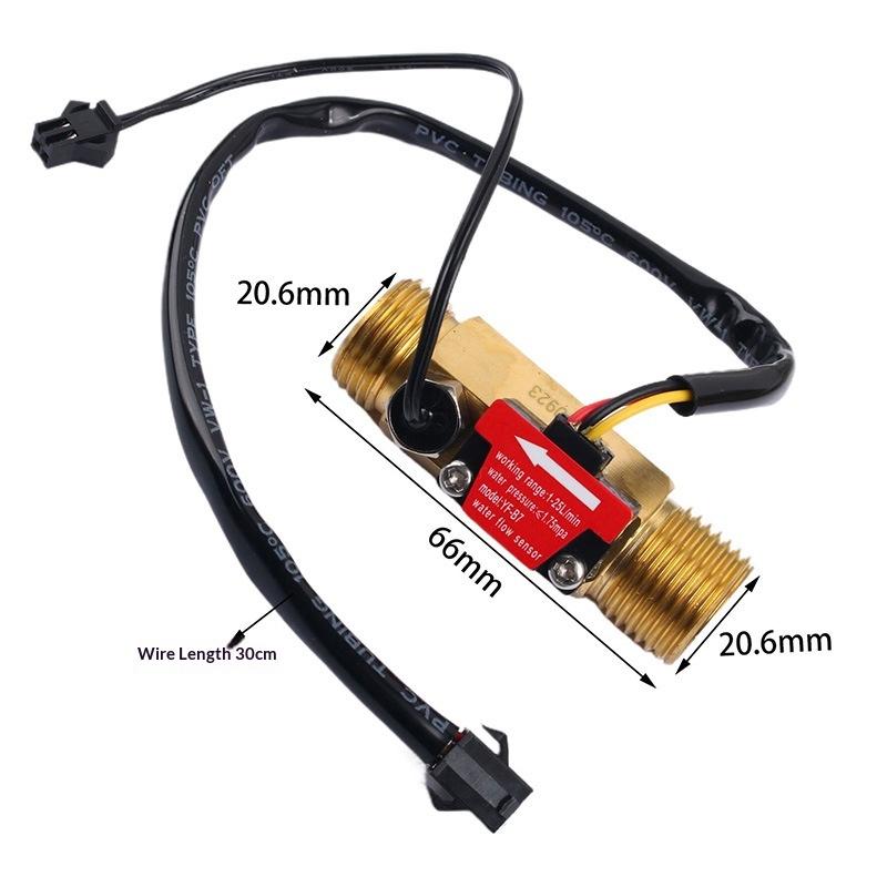 Brass Water Flow Sensor Hall Effect Flow Meter Liquid Flow Rate Sensor Brass Flow Switch Digital Monitoring Detector