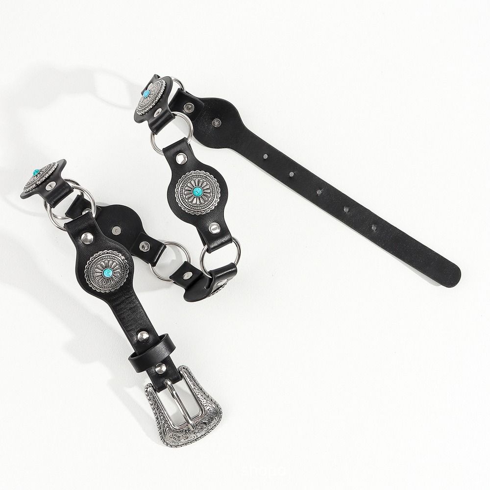 Carving Bohemian Waist Belt Pu Leather Y2K Jeans Belt Casual Western Style Belt  Women