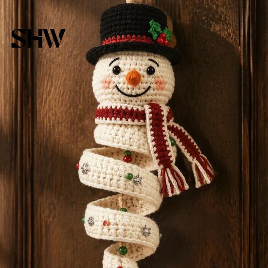Kit uncinetto fai da te per principianti, Kit gancio da porta pupazzo di neve, Set decorazione da appendere artigianale fatto a mano per le feste, Natale, Parete, Finestra, Festa di Capodanno