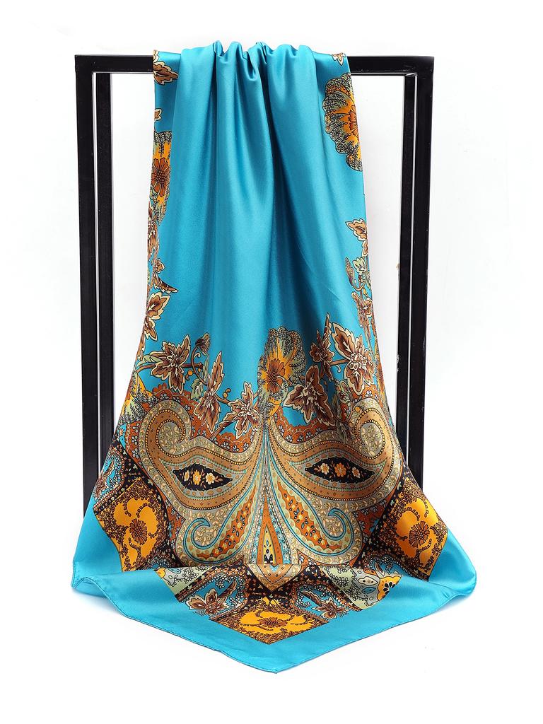 Eșarfe Pătrate de Mătase Femei Hijab Șaluri Print la Modă Batistă Femme Eșarfă de Cap Foulard Bandană Pareo de Plajă 90*90cm