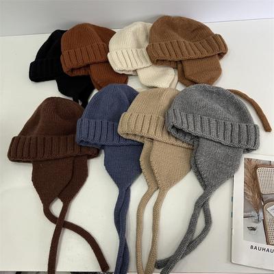 Winter Face Small Lei Feng Hat Women's Knitted Wool Hat Winter Belt Cycling Flying Hat Thermal Ear Hat
