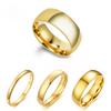Simple 2/4/6/8mm Stainless Steel Wedding Rings Golden Smooth Women Men Couple Ring  Jewelry