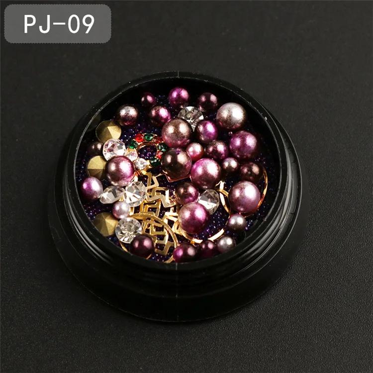 Mixed Colorful Pearl Willow Ding Jewelry with Irregular Small Beads Sparkling Nail Art Decoration DIY Mermaid Nails Products Set