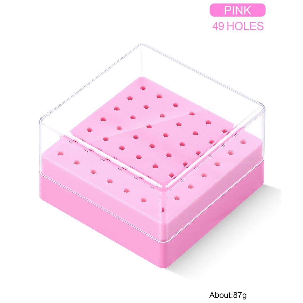 49 Holes Nail Drill Bits Storage Box White Pink Blue Empty Box Nail Drill Display Stand Manicure Accessoy Tools