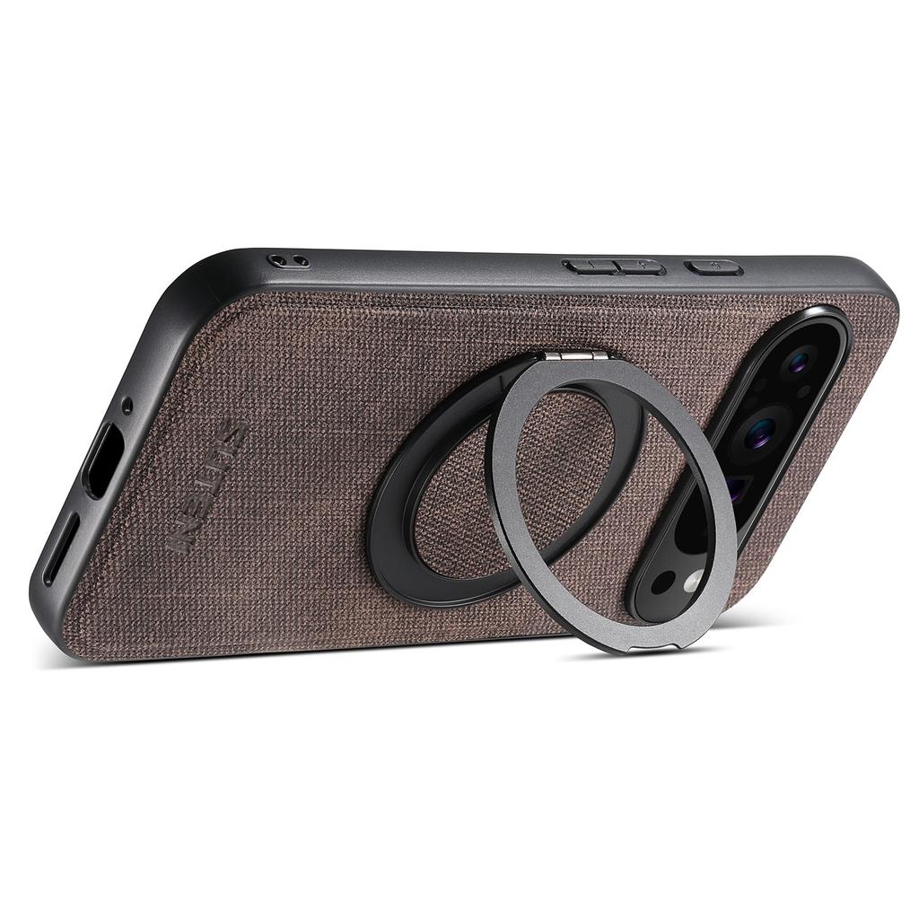 SUTENI G3 For Google Pixel 10 Pro XL Magnetic Case Rotating Ring Kickstand Jeans Texture PU TPU Phone Back Cover