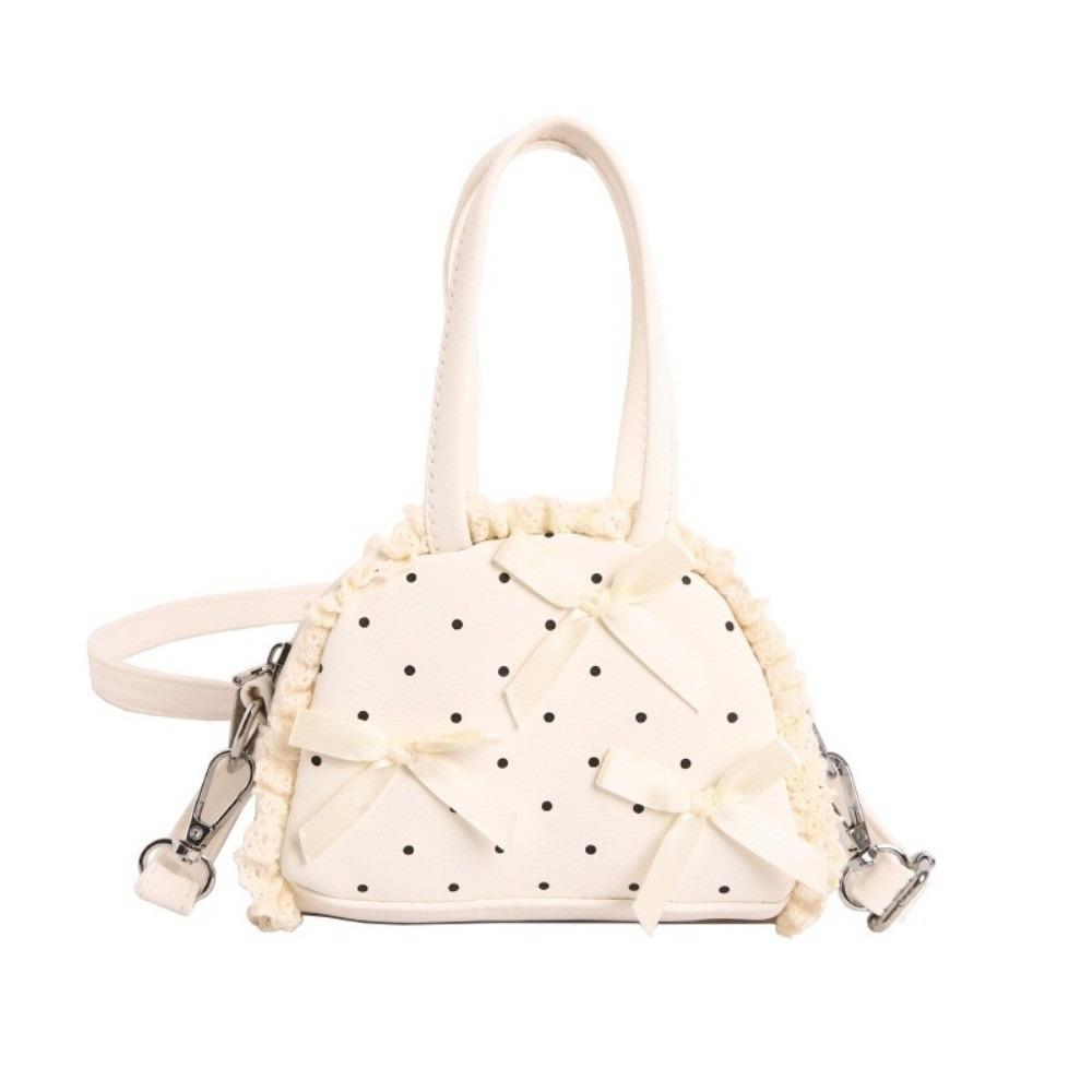 Handtasche mit oberem Griff, Pünktchen, Rüschen-Umhängetasche, Süße Leder-Umhängetasche, Einkaufen