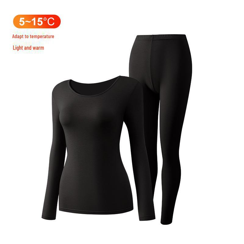 Leica Pure Cotton Antibacterial Thermal Underwear Set: Women's Round Neck, Lightweight Warm Autumn Clothes and Trousers