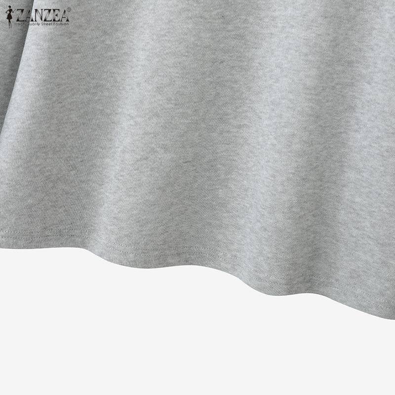 ZANZEA Damen Lässig Rundhals Langarm Herbst Dünne Sweatshirt-Tops
