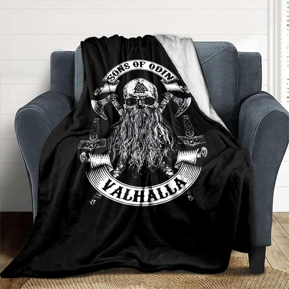 1pc Sons of Odin Valhalla Throw Blanket Soft Flannel, Cozy All Season Polyester Perfect for Home, Office