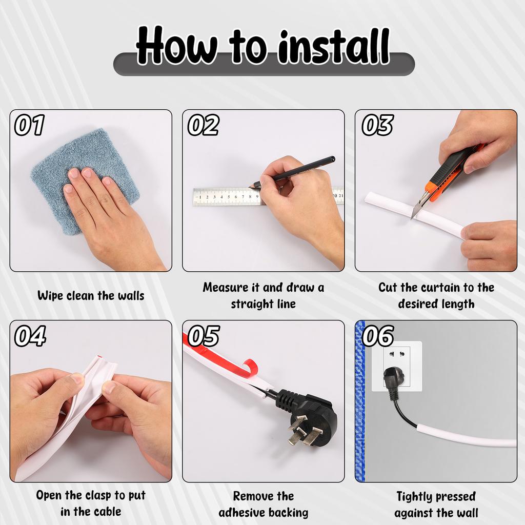3/5/8M Wire Hider Kit for Wall Mount Tv Cable Covers Raceway Cable Management Cord Organizer Hide Cords Management Organizer