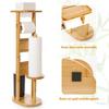 Yorbay Serviteur WC 3en1, Dérouleur papier toilette et brosse WC, Distributeur porte papier toilette sur pied, Bambou