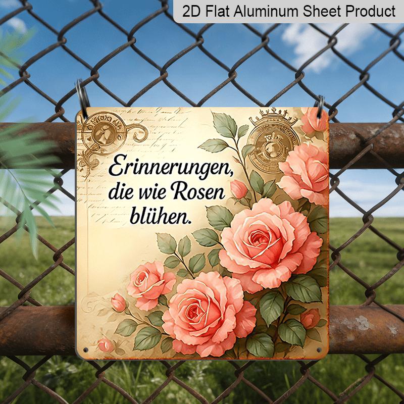 

2D Flat - 1pc, Vintage Metal Sign, Decorative Plaque and Ornament, Floral Art Theme, Vintage Rose Style, Decoration for Bedroom, Dining Room, and 20*20cm